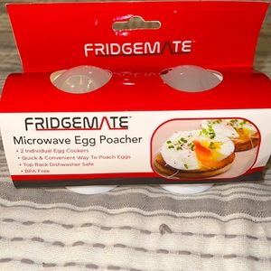 NWT Fridgemate Microwave Egg Poacher; 2 individual Egg Cooker quick & convenient